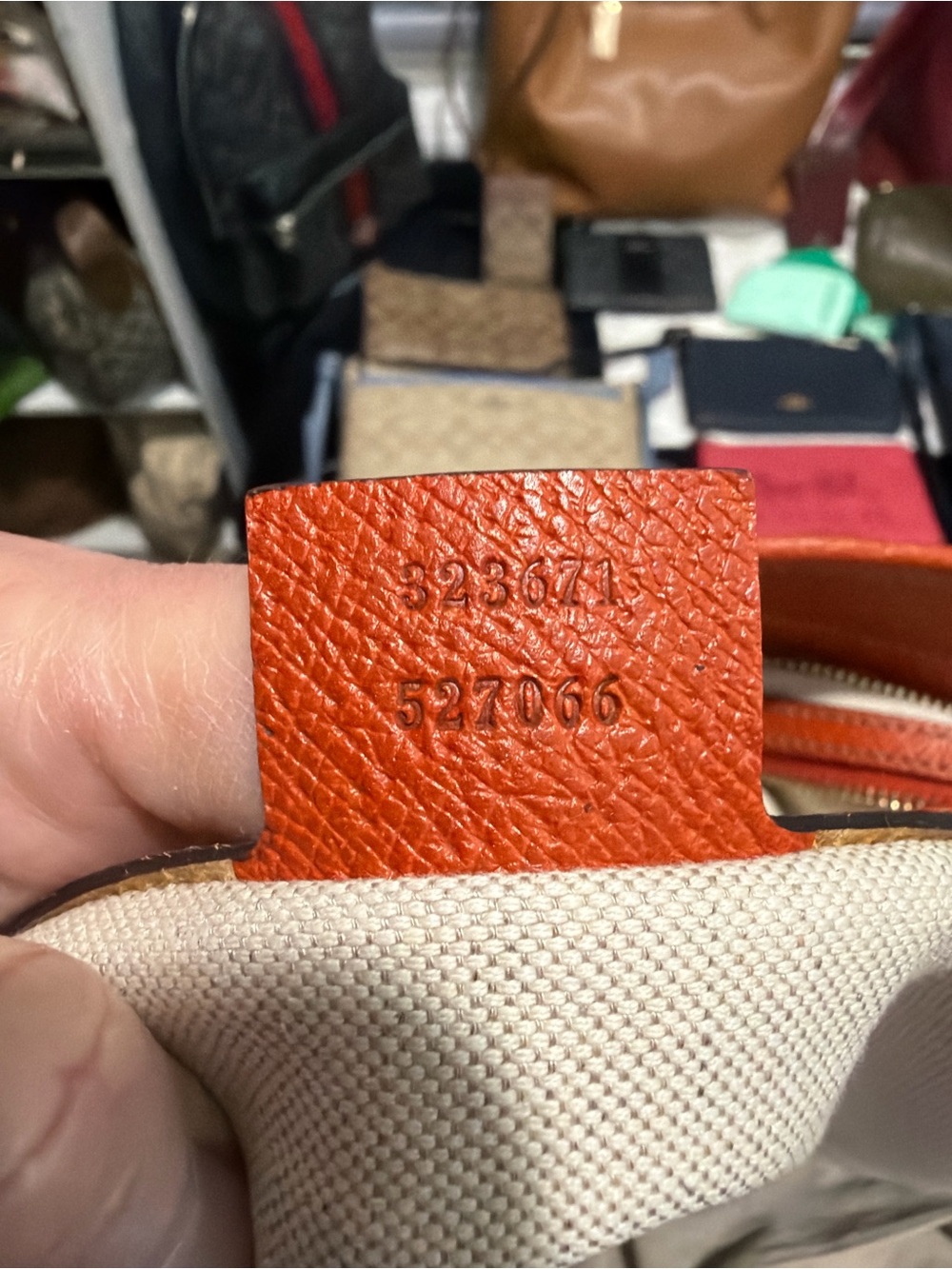 Gucci GG Canvas Tote with Orange Leather Trim - Picture 8 of 8